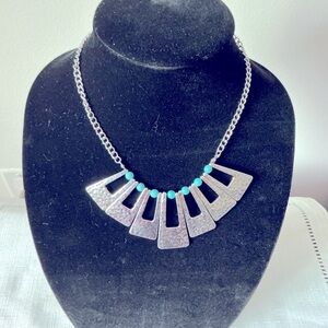Howlite Silver Tone Statement Necklace